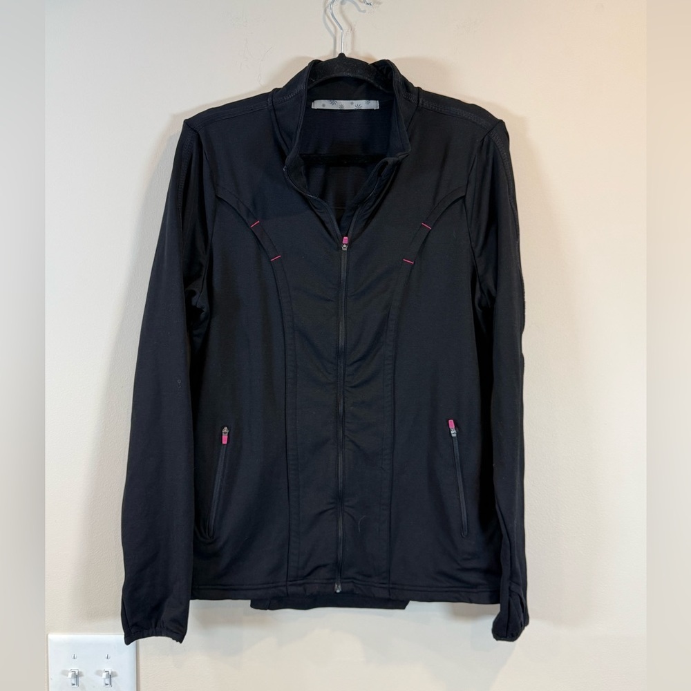 🔥Athleta Black Women's Jacket with Pink Accents Size L EUC🔥